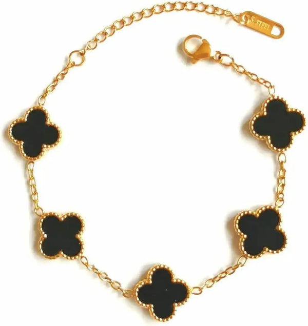 Anti tarnish black bracelet with golden chain