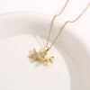 Golden star necklace with white pearl