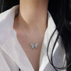 Silver butterfly white stone necklace