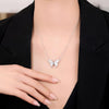 Silver butterfly white stone necklace