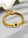 Luxury Green Stone Gold Chain Bracelet