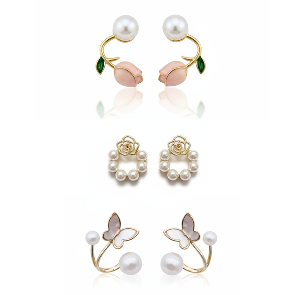 Pack Of 3 Graceful Pearl Earrings