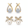 Combo Of 2 Pearl Bow Diamond Earrings