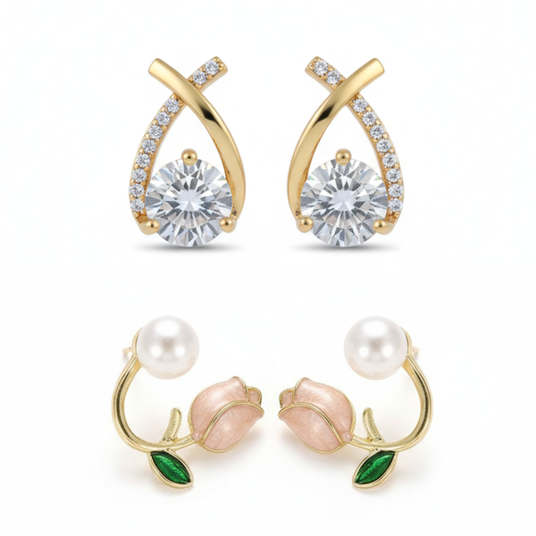 Pack Of 2 Trendy Floral Design Earring
