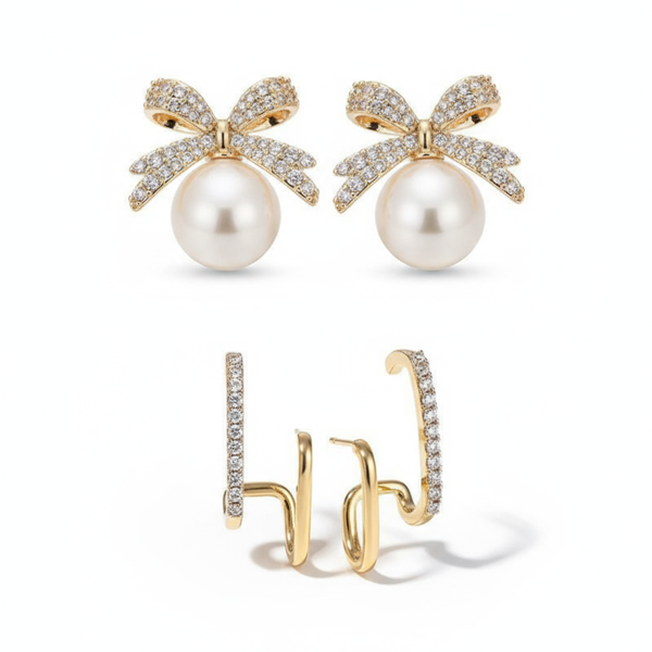 Pack Of 2 Golden Fashionable Earring