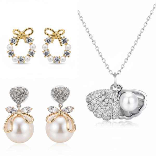 Pack Of 3 Necklace With Stud Earring