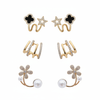 Combo Of 3 Star, Pearl & Clover Style Earring