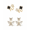 Pack Of 2 Black Star & White Butterfly Earring