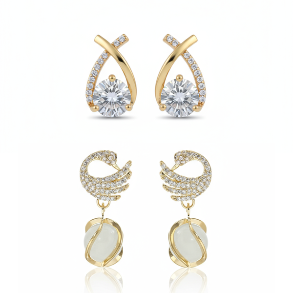 Pack Of 2 Crossover & Swan Drop Earrings