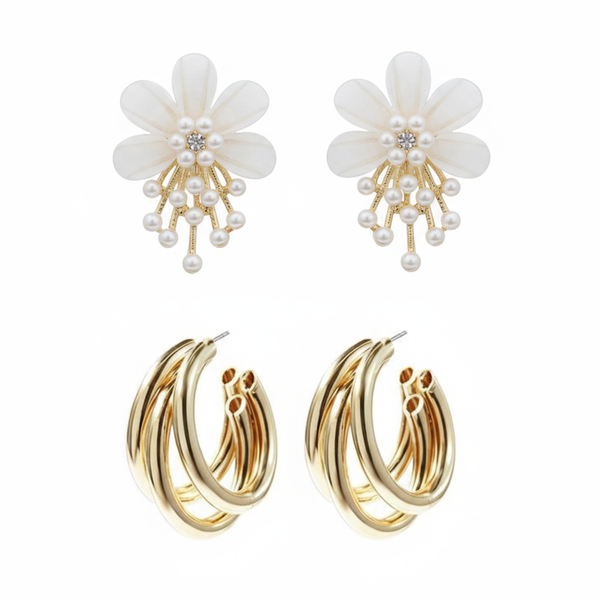 Combo Of 2 Flower & Hoop Earring