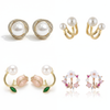 Pack Of 4 Stylish Pearl Flower Earrings