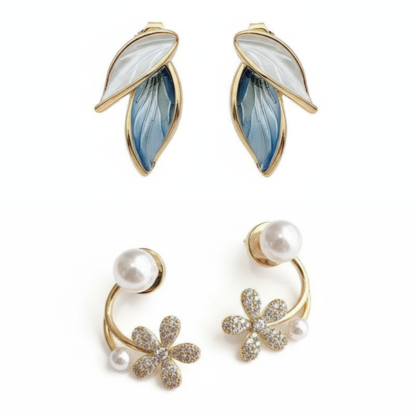 Pack Of 2 Leaf Flower Earring