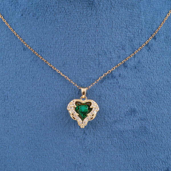 Green Zircon Heart Necklace
