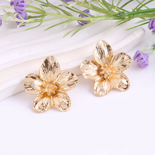 Shiny Gold Flower Earrings