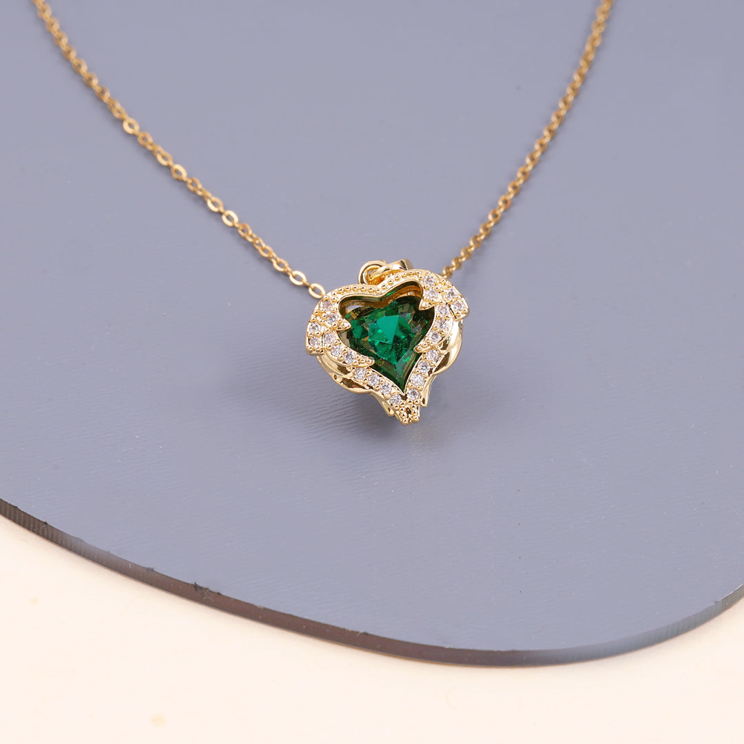 Green Zircon Heart Necklace