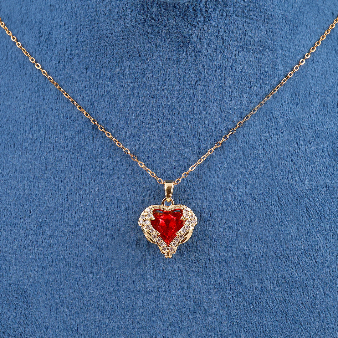 Red Zircon Heart Necklace