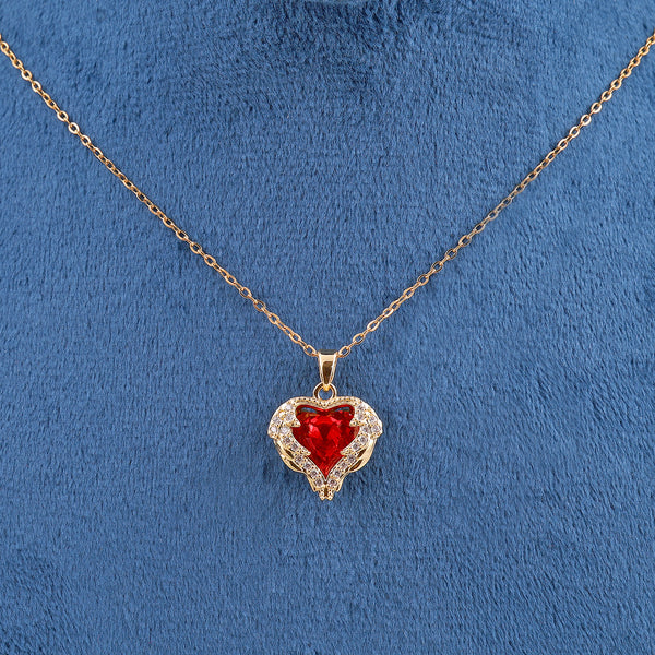 Red Zircon Heart Necklace