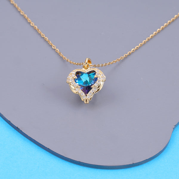 Blue Zircon Heart Necklace