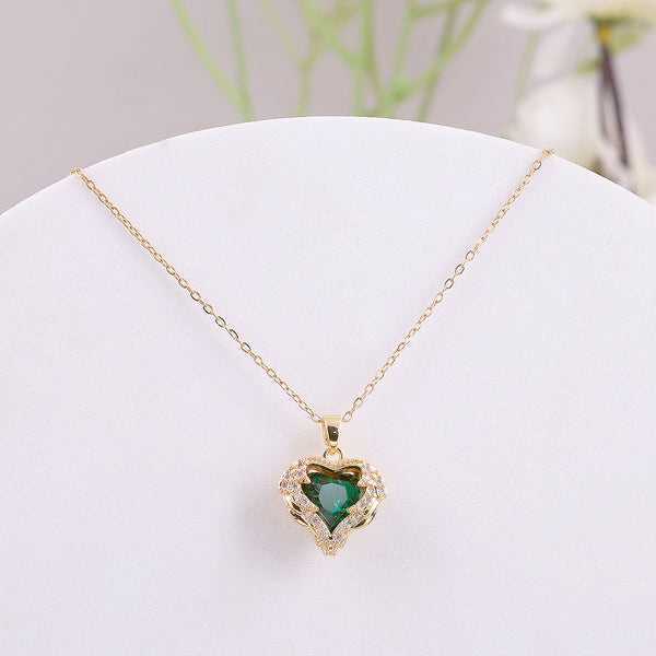 Green Zircon Heart Necklace