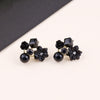 Noble Black Crystal Flower Stud Earrings
