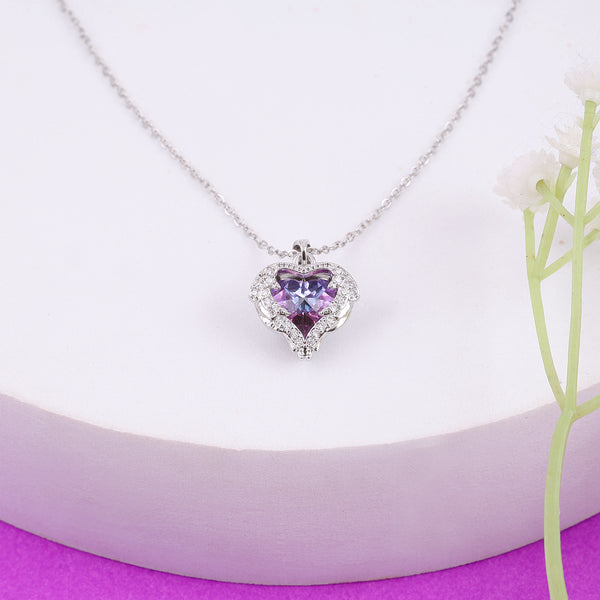 Purple Zircon Heart Necklace