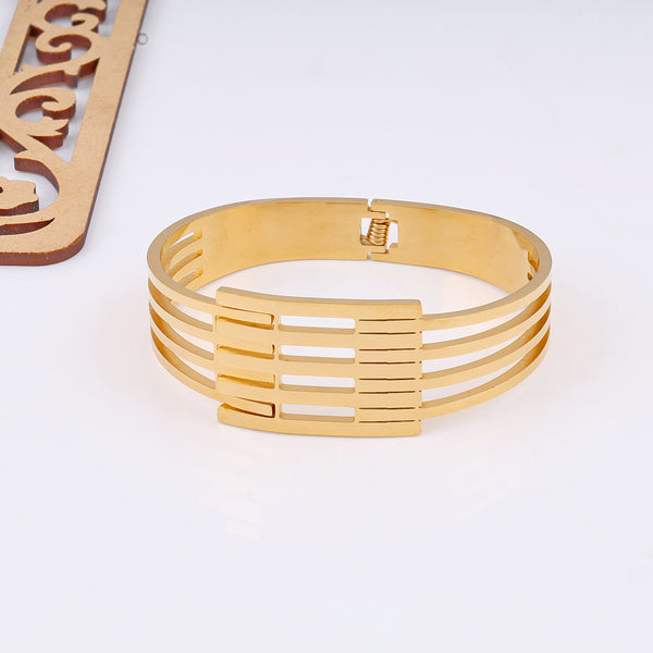 Gold Plated Rib Cuff Bracelet
