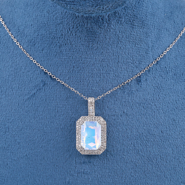 White Crystal Square Necklace