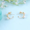 Brass Gold Cotton Shape Pearl Hoop Earrings