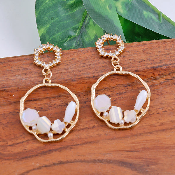 White Stone Drop Earrings