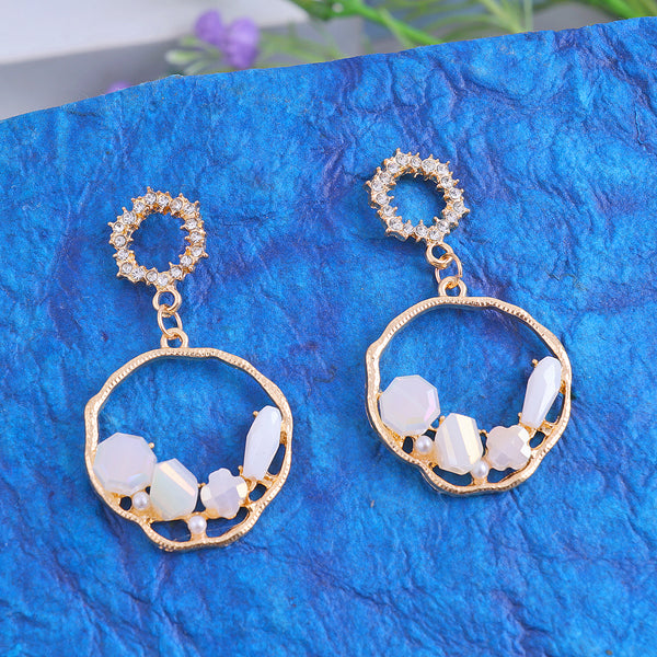 White Stone Drop Earrings