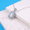 White Crystal Square Necklace