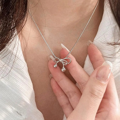 Silver Bow Necklace