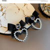 Delightful Black Bow Heart Earring