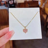 Cute Pink Crystal Heart Nacklace