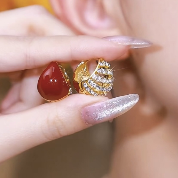 Red Double-sided Earring