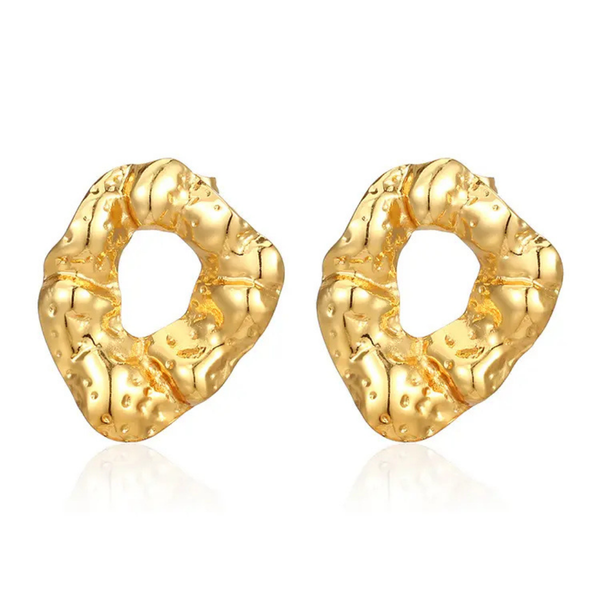 Anti tarnish round texture stud earrings