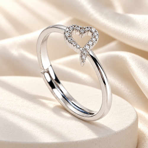 S925 Sterling Silver Crystal Heart Ring Alternate