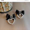 Delightful Black Bow Heart Earring