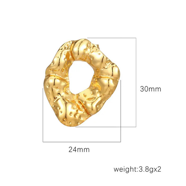 Anti tarnish round texture stud earrings
