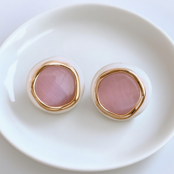 Pink resin stud earring