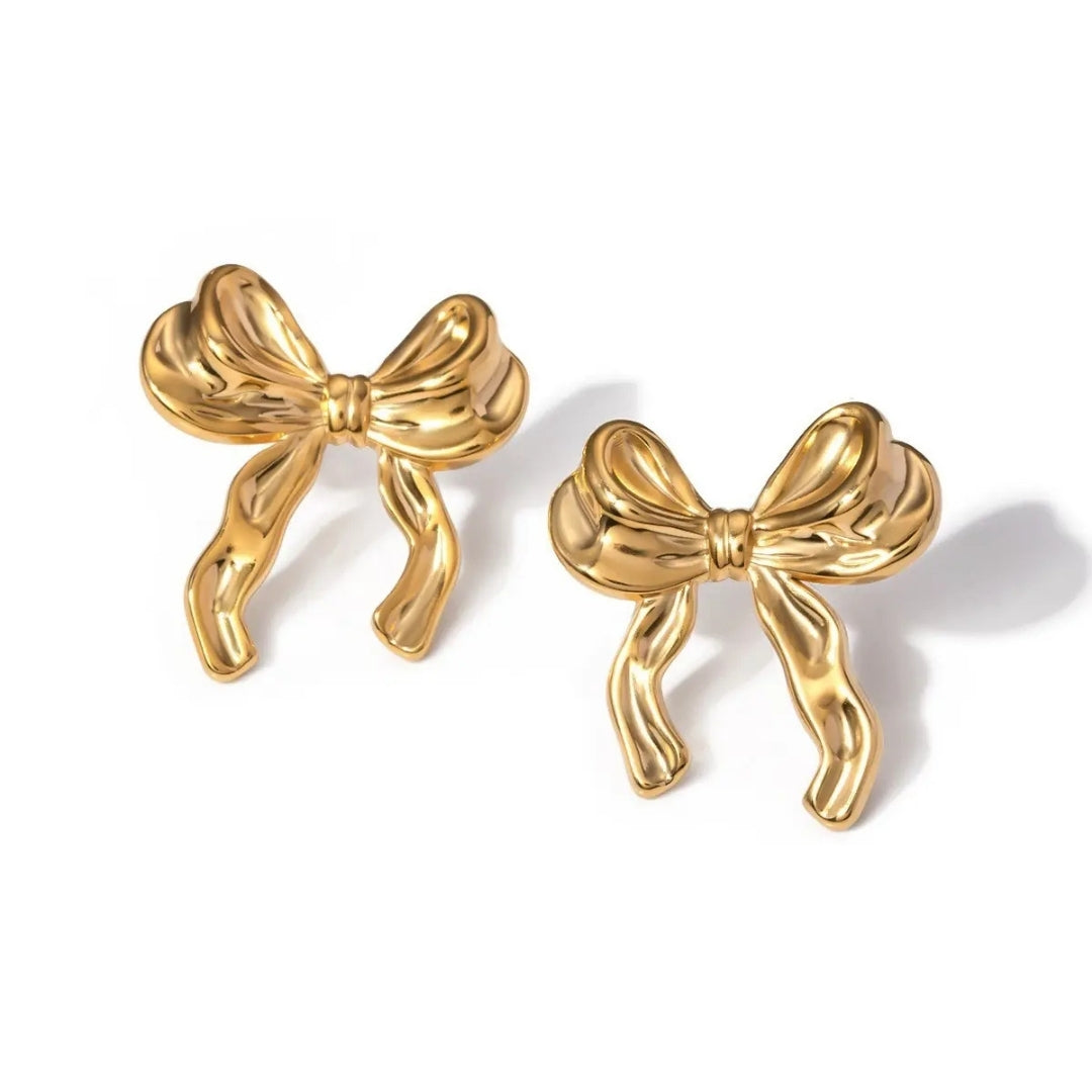 Anti Tarnish Golden Mini Bow Stud Earring