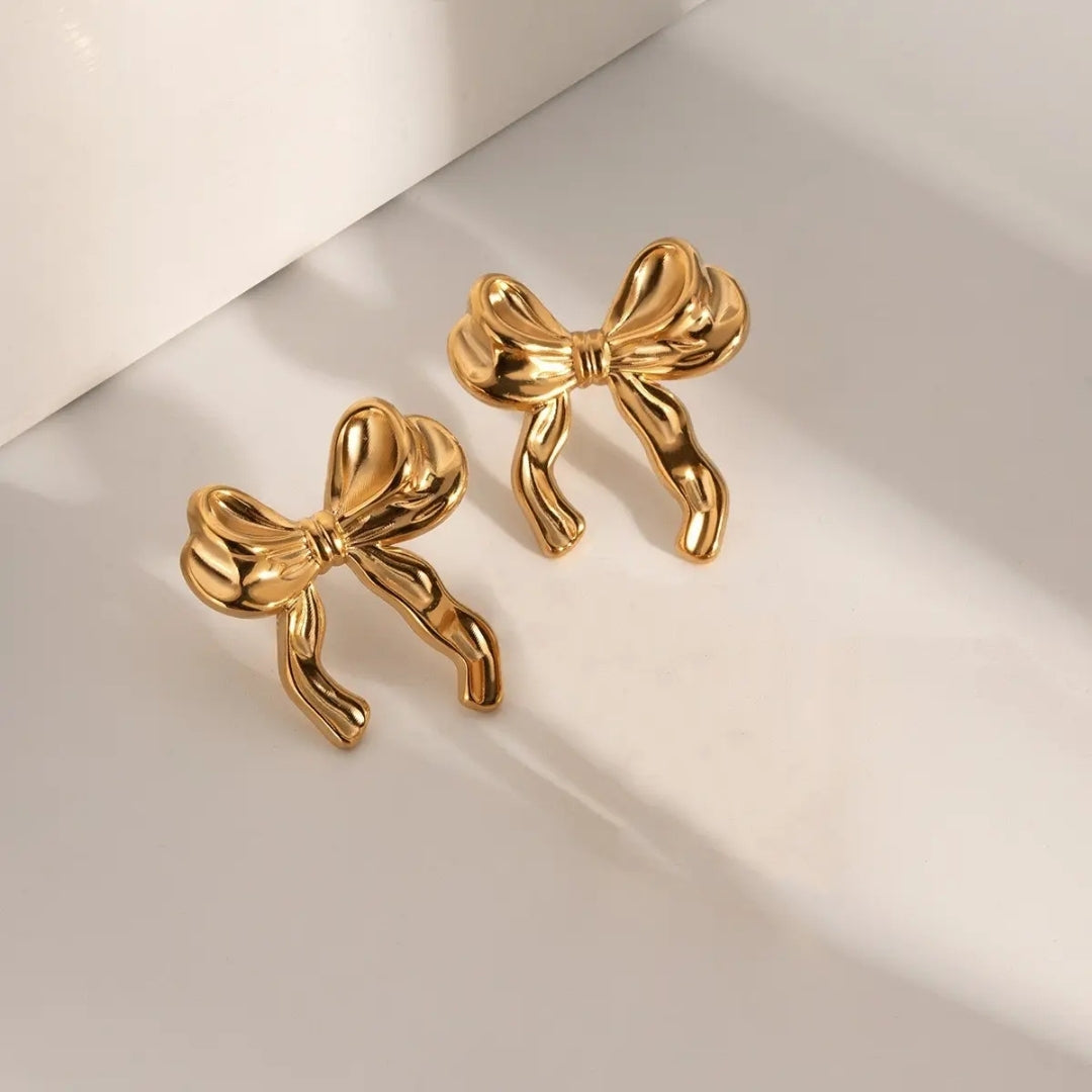 Anti Tarnish Golden Mini Bow Stud Earring