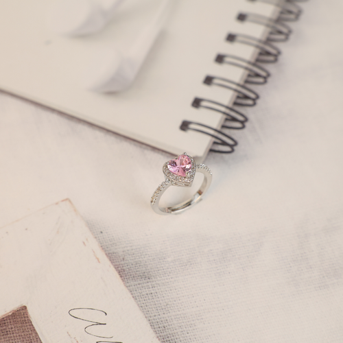 Love pink heart ring