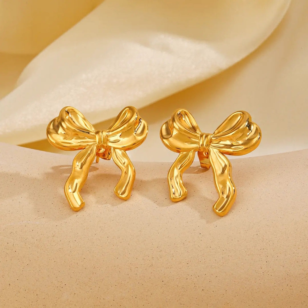 Anti Tarnish Golden Mini Bow Stud Earring