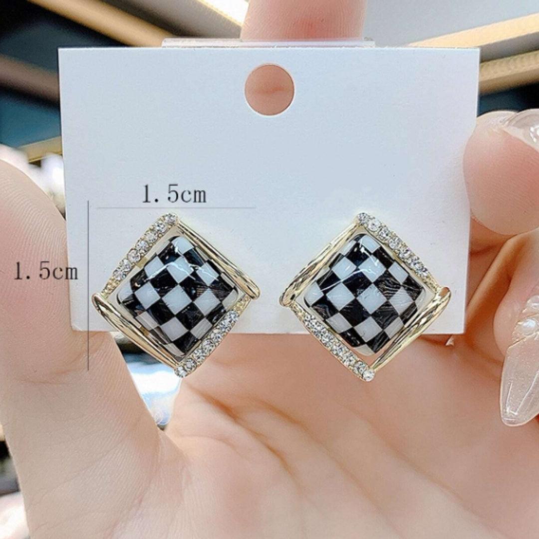 Checkered Square Stud Earrings