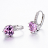 Silver Plated Purple Stone Hoop Earring