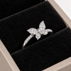 S925 Silver Crystal Butterfly Adjustable Ring