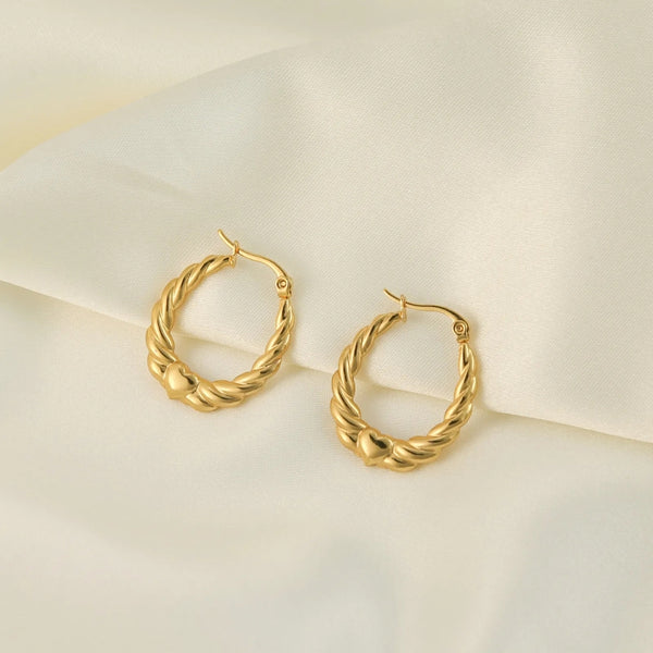 Anti tarnish heart hoop earrings