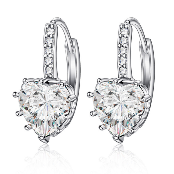 Silver Plated White Stone Hoop Earring