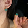 Silver Plated Green Stone Hoop Earring